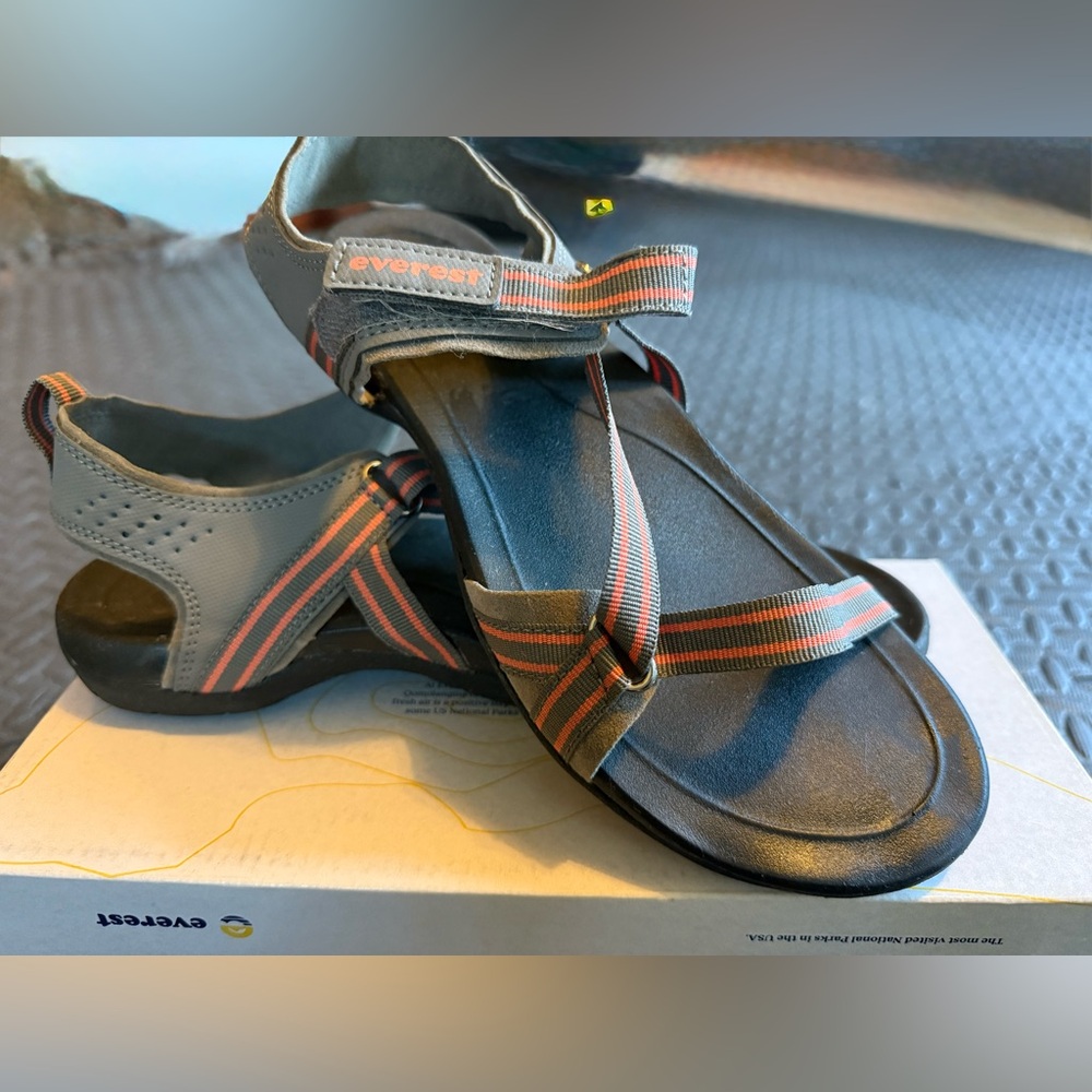 Women's Gray & Coral Sport Sandals